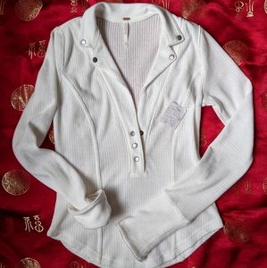 NWT Free People Knit Henley with collar